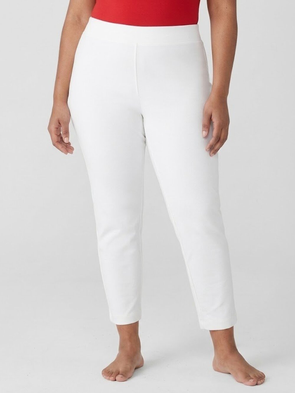 NWT Eileen Fisher Slim Ankle w/ Yoke in White Washable Stretch Crepe Pants XL
